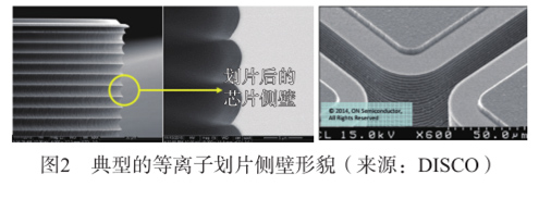 圖2 典型的等離子劃片側壁形貌(來源:DISCo) 圖2 典型的等離子劃片側壁形貌(來源:DISCo)