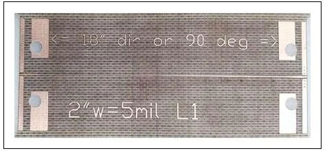 圖3、采用GCPW信號饋入的微帶傳輸線 圖3、采用GCPW信號饋入的微帶傳輸線