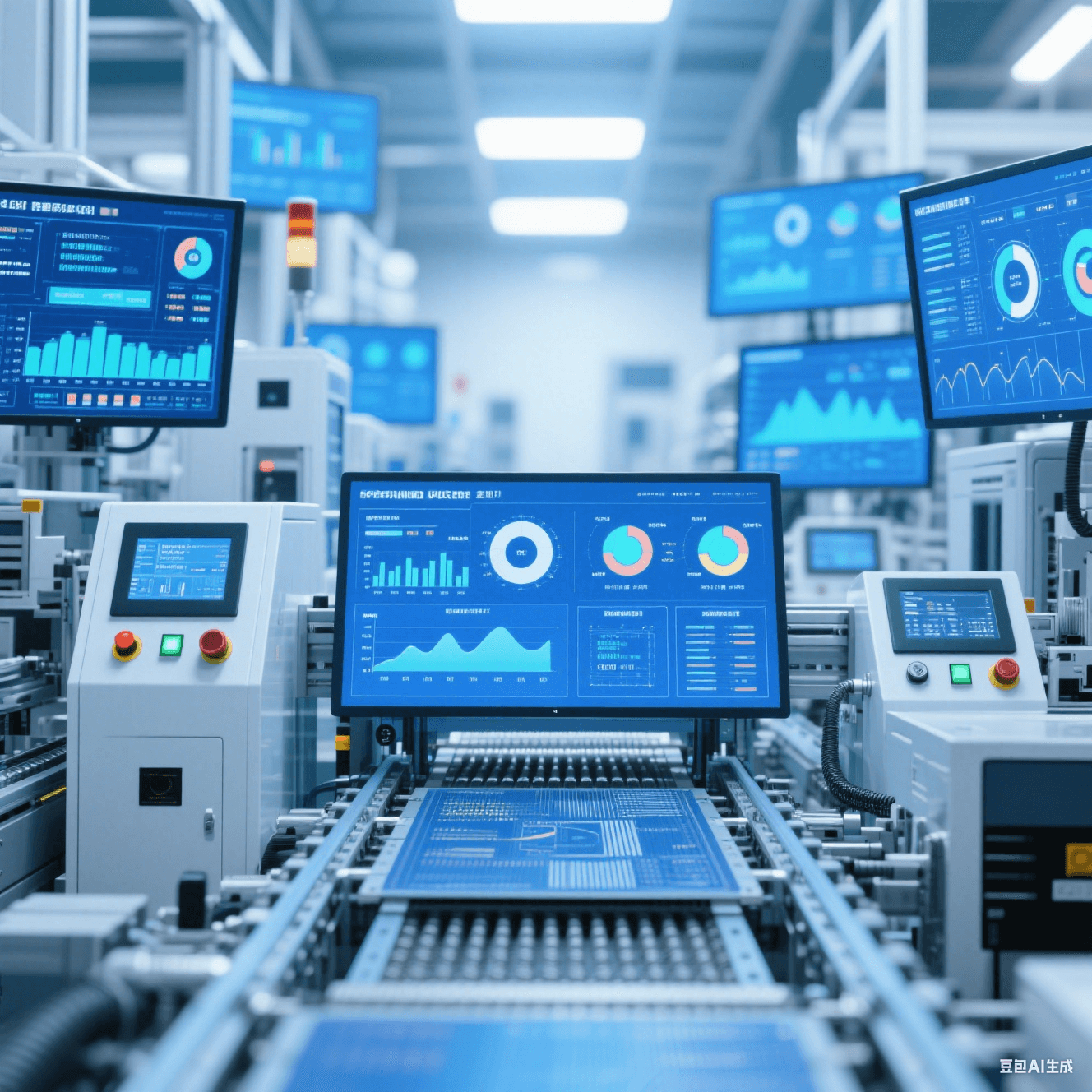 智能化 PCB 加工廠內(nèi)自動(dòng)化生產(chǎn)線根據(jù)大數(shù)據(jù)調(diào)整參數(shù),設(shè)備顯示屏顯示生產(chǎn)數(shù)據(jù)圖表 智能化 PCB 加工廠內(nèi)自動(dòng)化生產(chǎn)線根據(jù)大數(shù)據(jù)調(diào)整參數(shù),設(shè)備顯示屏顯示生產(chǎn)數(shù)據(jù)圖表
