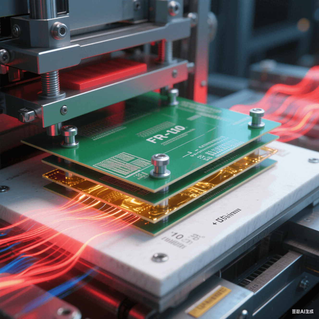 混壓層壓過(guò)程:4鉚釘定位+分段壓力控制 混壓層壓過(guò)程:4鉚釘定位+分段壓力控制