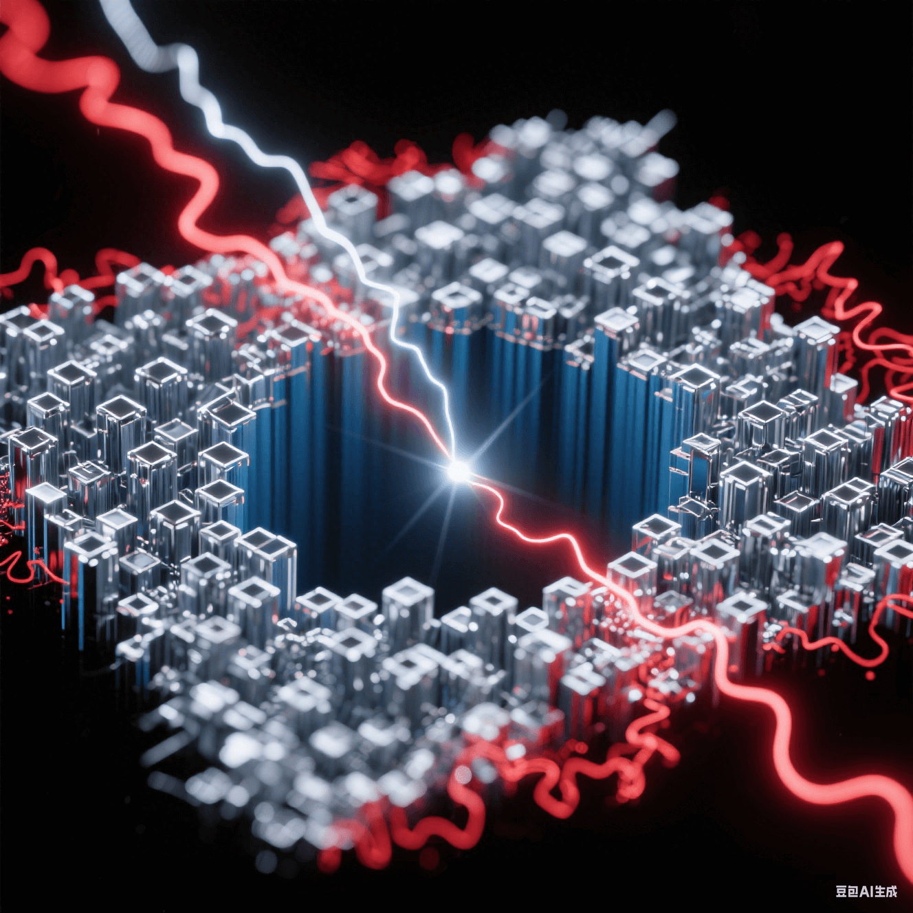 銀色正向電流束在深藍孔底構建致密晶體矩陣,紅色反向電流波紋溶解邊緣毛刺,金屬離子流呈現粒子軌跡追蹤特效 銀色正向電流束在深藍孔底構建致密晶體矩陣,紅色反向電流波紋溶解邊緣毛刺,金屬離子流呈現粒子軌跡追蹤特效