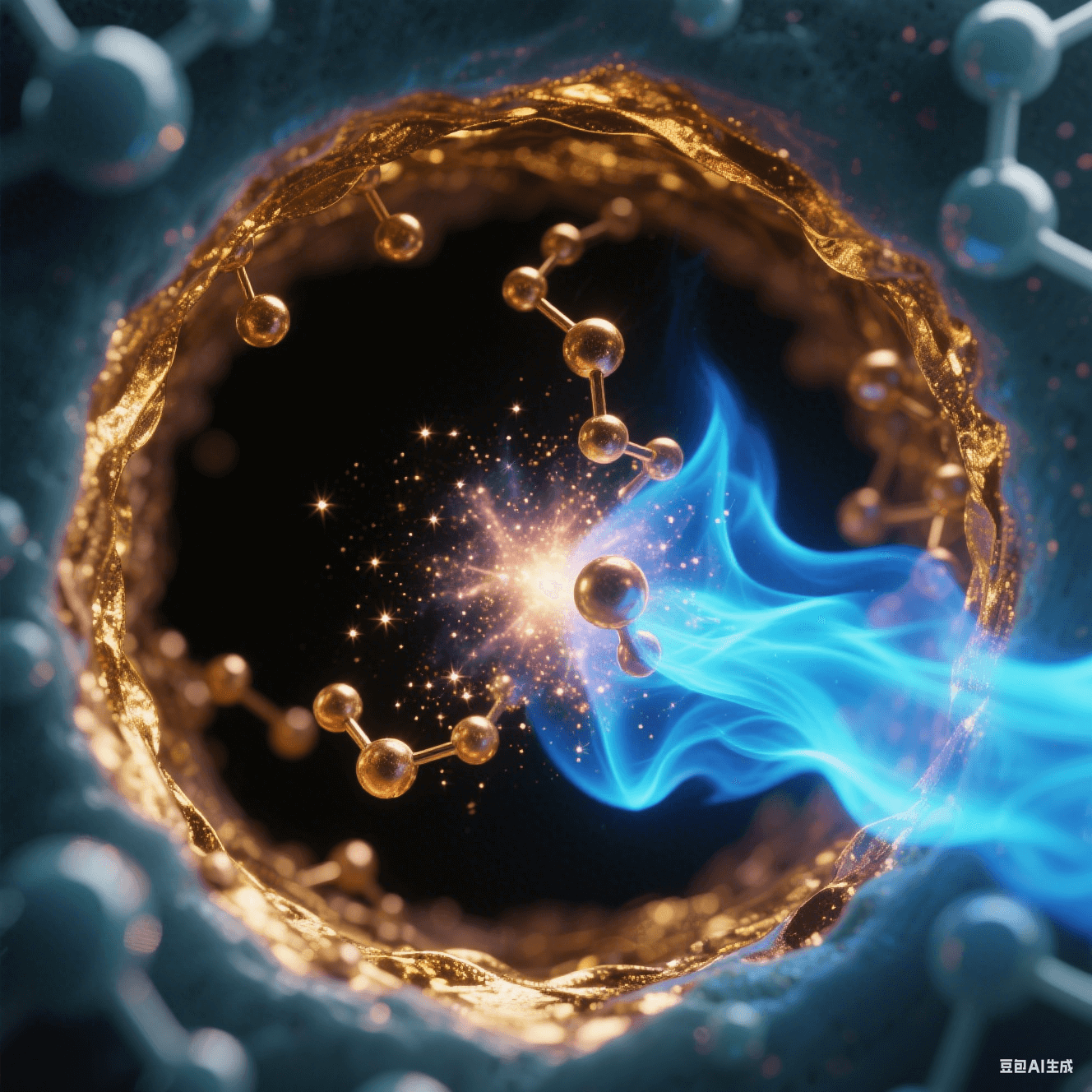 氧等離子體流如藍色火焰掃過微孔,孔壁表面能提升形成金色親水膜,化學沉銅離子如星云向孔內聚集 氧等離子體流如藍色火焰掃過微孔,孔壁表面能提升形成金色親水膜,化學沉銅離子如星云向孔內聚集