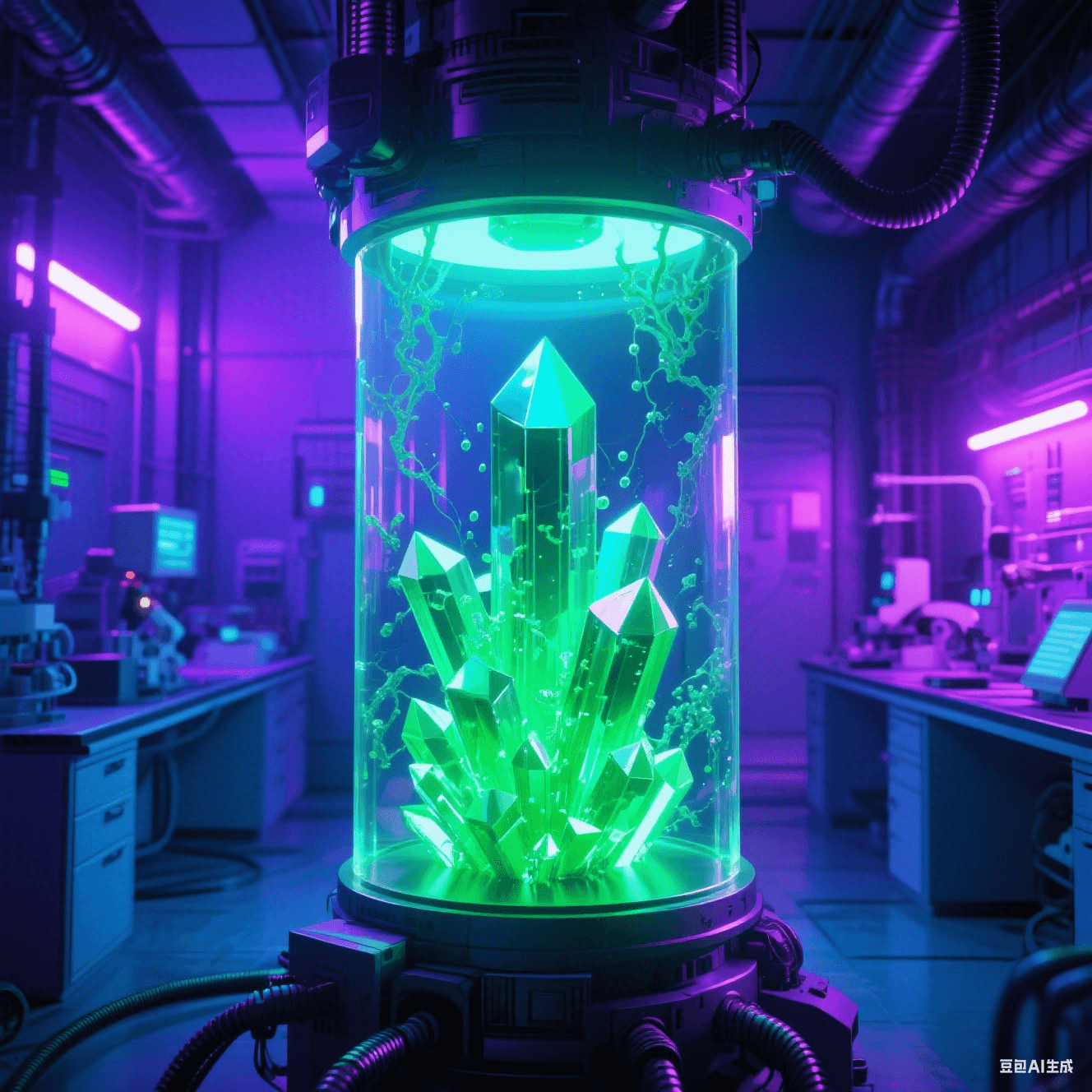 無鹵阻燃實驗室:磷氮化合物晶體(熒光綠棱柱)在透明樹脂內(nèi)生長蔓延 無鹵阻燃實驗室:磷氮化合物晶體(熒光綠棱柱)在透明樹脂內(nèi)生長蔓延