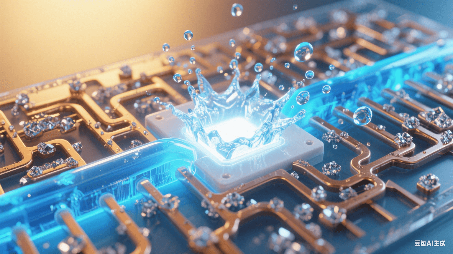 展示透明陶瓷基板內部的冷卻液流動與熱交換效果 展示透明陶瓷基板內部的冷卻液流動與熱交換效果