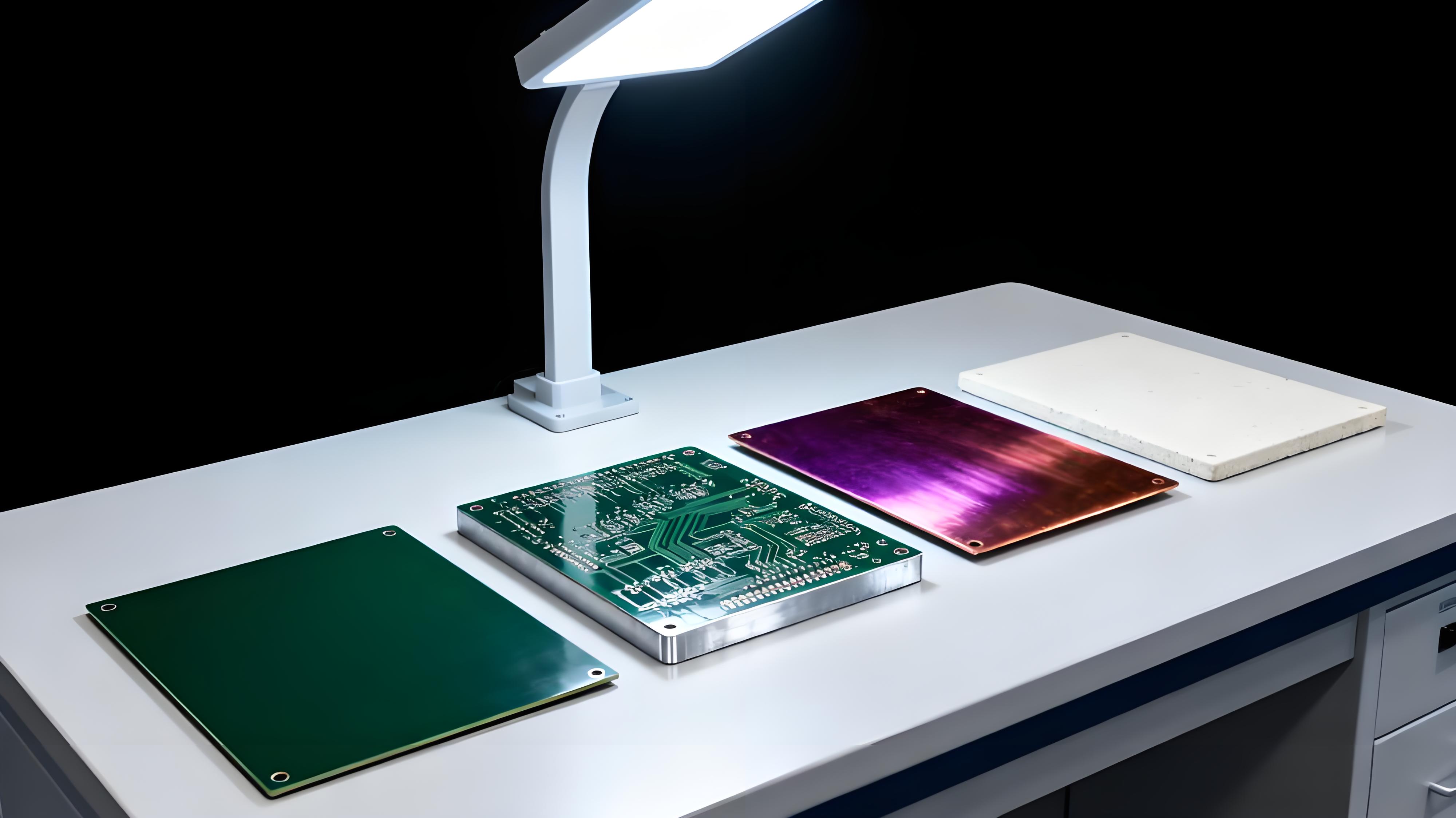 鋁基板與FR4基板、銅基板、陶瓷基板外觀對比展示,凸顯材質與結構差異 鋁基板與FR4基板、銅基板、陶瓷基板外觀對比展示,凸顯材質與結構差異