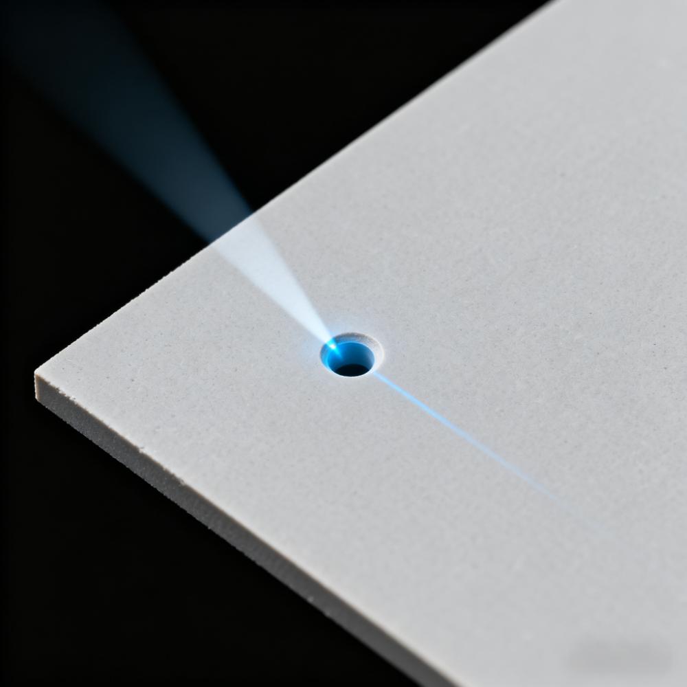 飛秒激光加工陶瓷基15μm微盲孔特寫,孔壁無熱影響區 飛秒激光加工陶瓷基15μm微盲孔特寫,孔壁無熱影響區