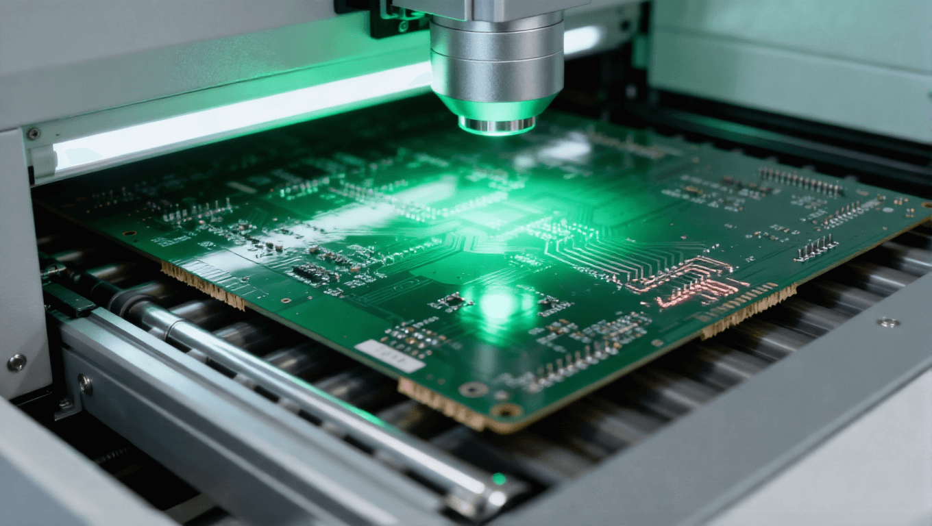 汽車電子8層高壓PCB AOI初篩場景，0.5元片低成本快速識別外觀缺陷