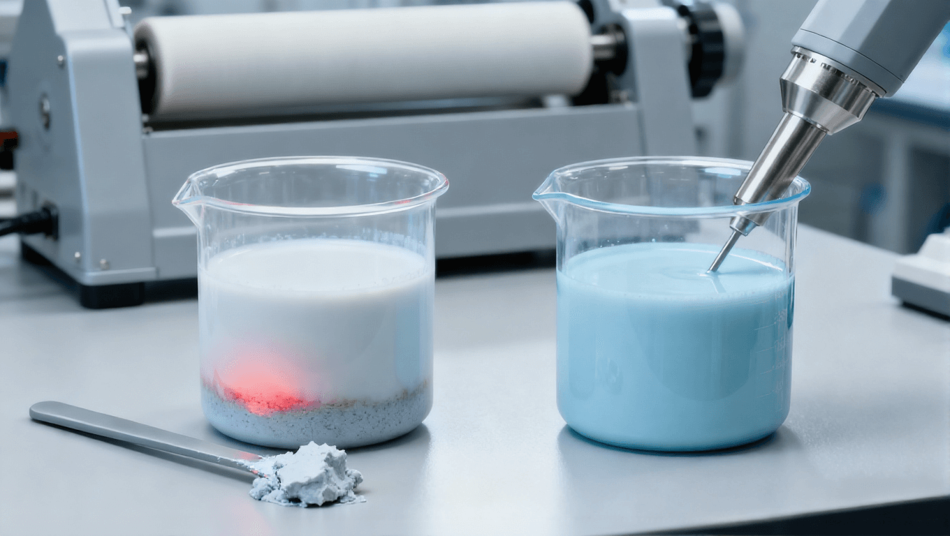 石墨烯分散均勻性對比場景,<2μm均勻分散vs>3μm團聚影響基板熱導率 石墨烯分散均勻性對比場景,<2μm均勻分散vs>3μm團聚影響基板熱導率