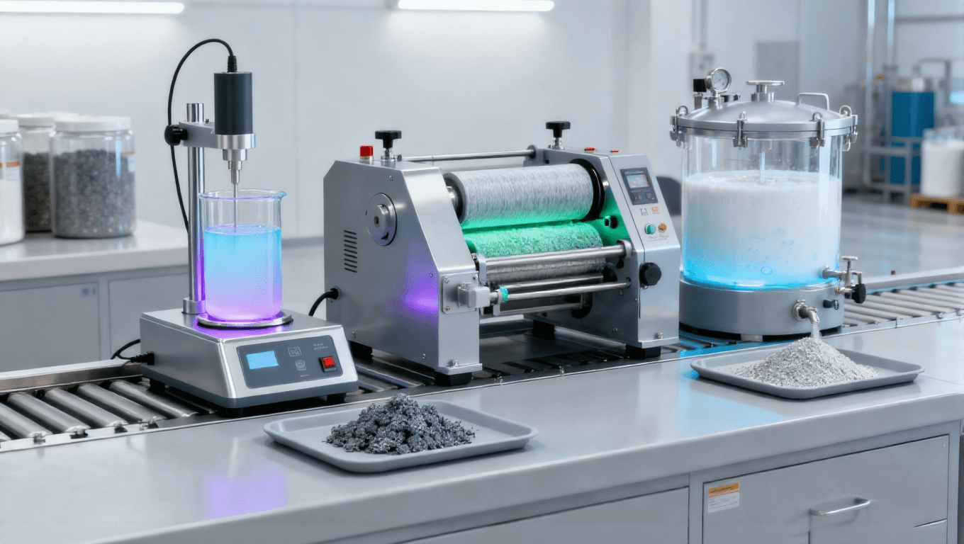 石墨烯多級分散工藝場景,超聲+三輥研磨+脫泡實現顆粒<2μm均勻分散 石墨烯多級分散工藝場景,超聲+三輥研磨+脫泡實現顆粒<2μm均勻分散