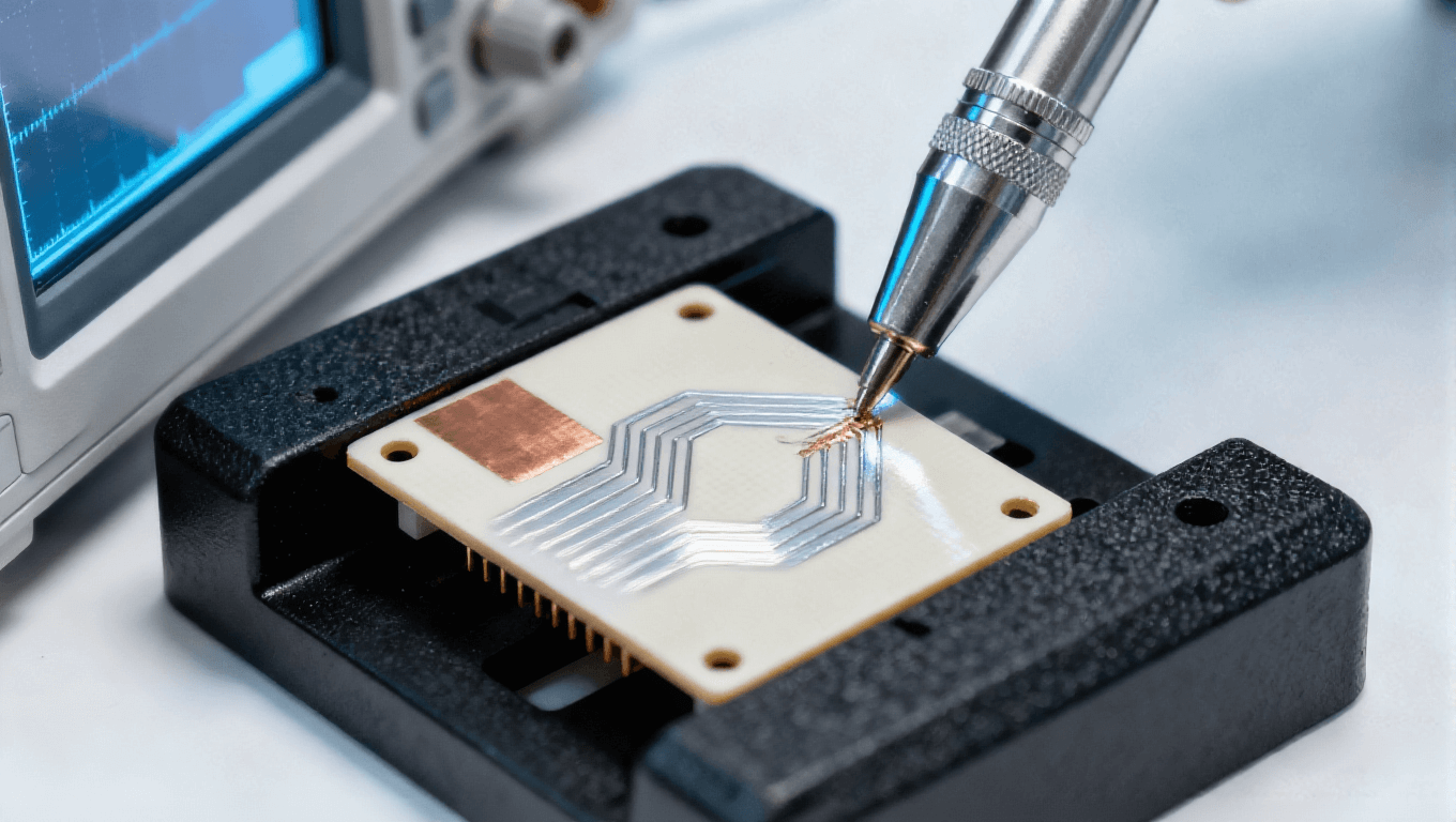 高頻毫米波天線板 自動駕駛 77GHz 雷達板 車規測試 示波器探頭 冷調光影 .png 高頻毫米波天線板 自動駕駛 77GHz 雷達板 車規測試 示波器探頭 冷調光影 .png