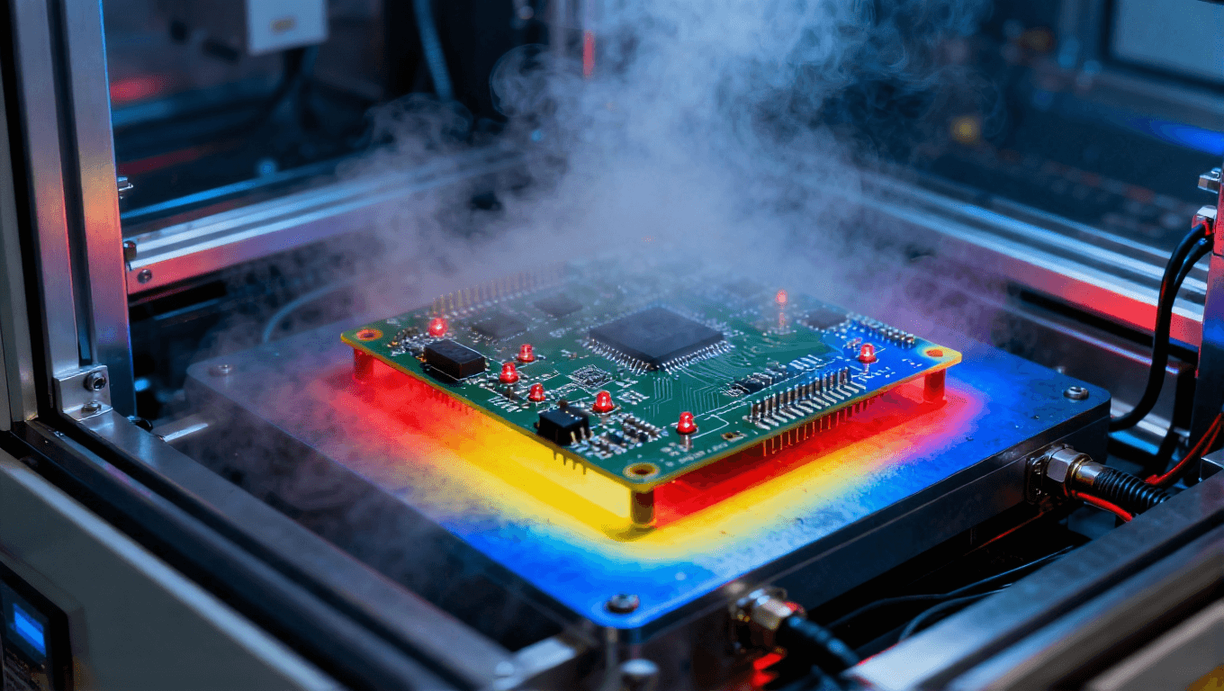 電路板熱沖擊測試,紅外熱像儀監(jiān)測快速溫變下的熱應(yīng)力與失效風(fēng)險 電路板熱沖擊測試,紅外熱像儀監(jiān)測快速溫變下的熱應(yīng)力與失效風(fēng)險